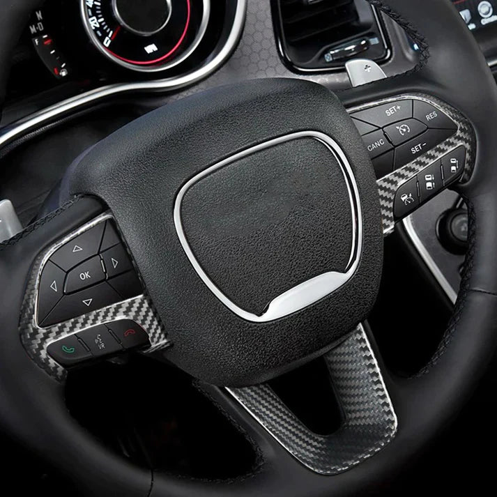 Carbon Fiber Steering Wheel Frame Cover Trim For Dodge Challenger