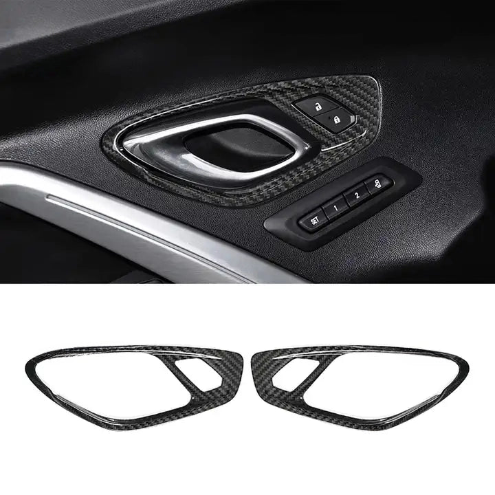 Carbon Fiber Inner Door Bowl Frame Trim For Chevy Camaro
