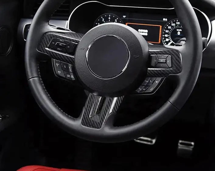 Carbon Fiber Steering Wheel Cover Trim For Mustang