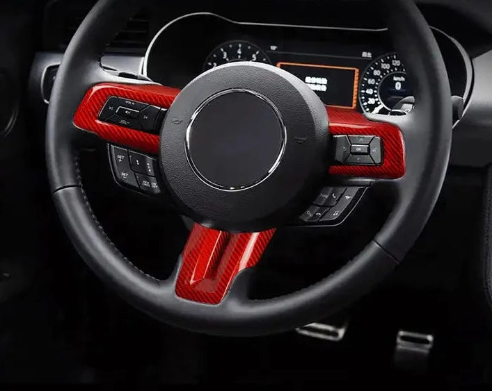 Carbon Fiber Steering Wheel Cover Trim For Mustang
