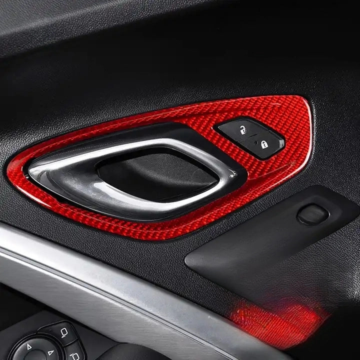 Carbon Fiber Inner Door Bowl Frame Trim For Chevy Camaro