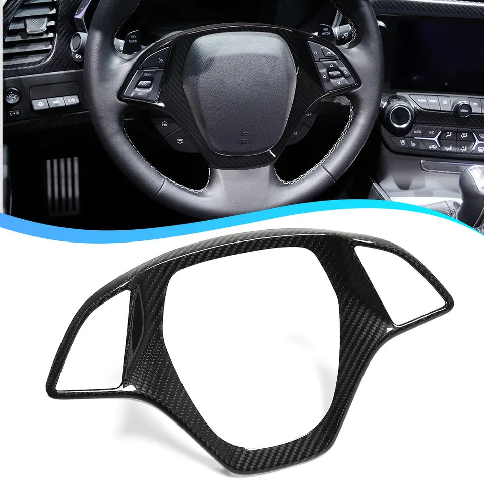 Carbon Fiber Steering Wheel Cover Trim For C7 Corvette