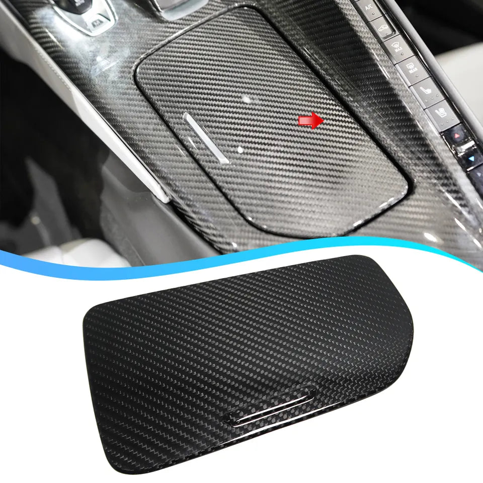 Carbon Fiber Water Cup Holder Panel Trim for C8 Corvette
