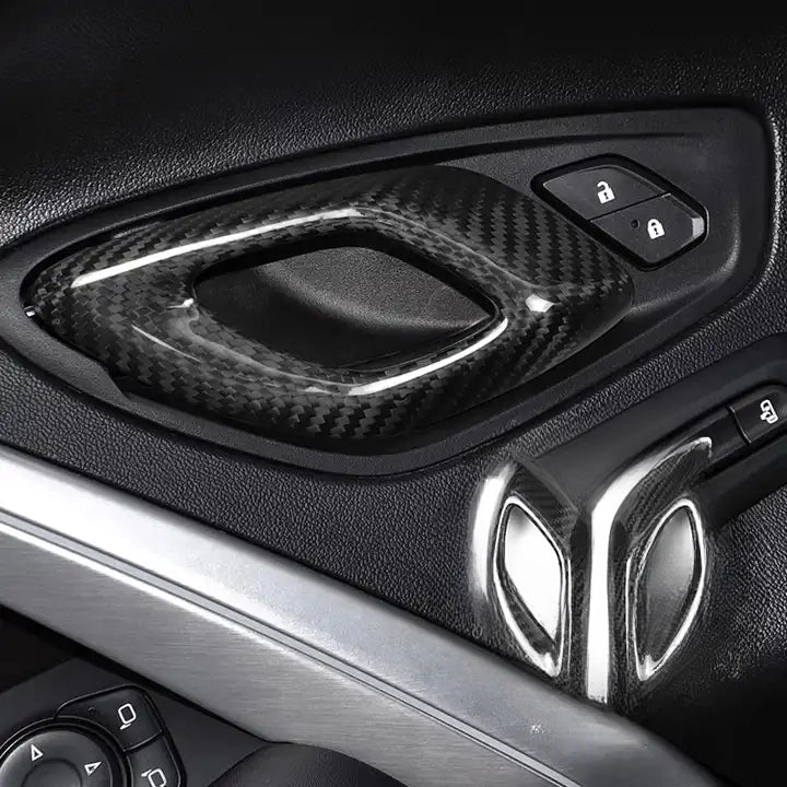 Carbon Fiber Inner Door Handle Cover Trim For Chevy Camaro