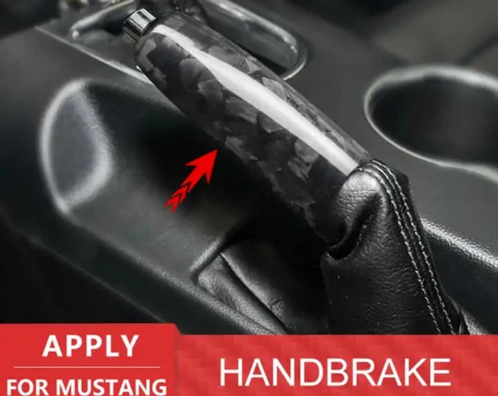 Forged Carbon Fiber Hand Break Cover Trim For Mustang