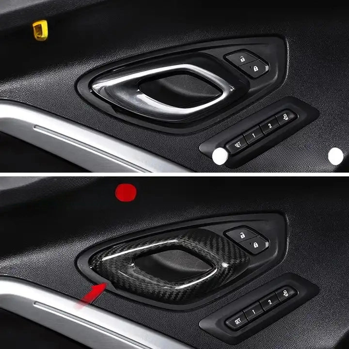 Carbon Fiber Inner Door Handle Cover Trim For Chevy Camaro