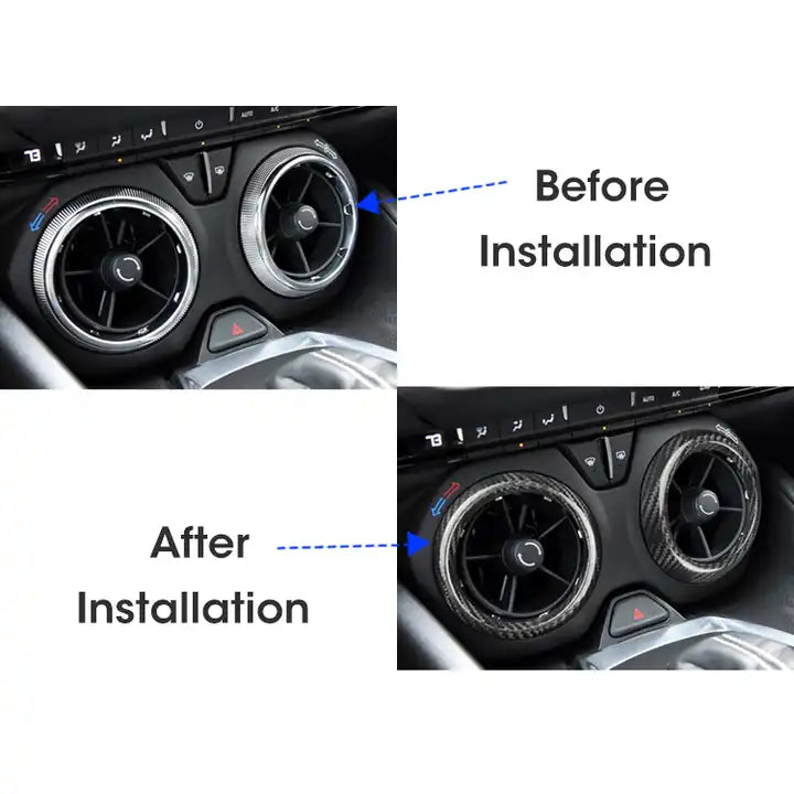 Carbon Fiber Middle Air Vents Cover Trim For Chevy Camaro