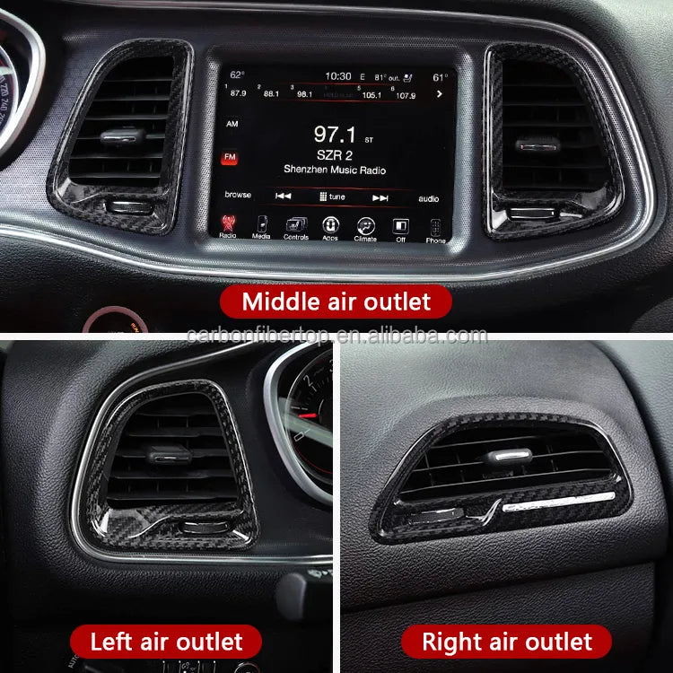 Carbon Fiber A/C Vent Cover Trim For Dodge Challenger