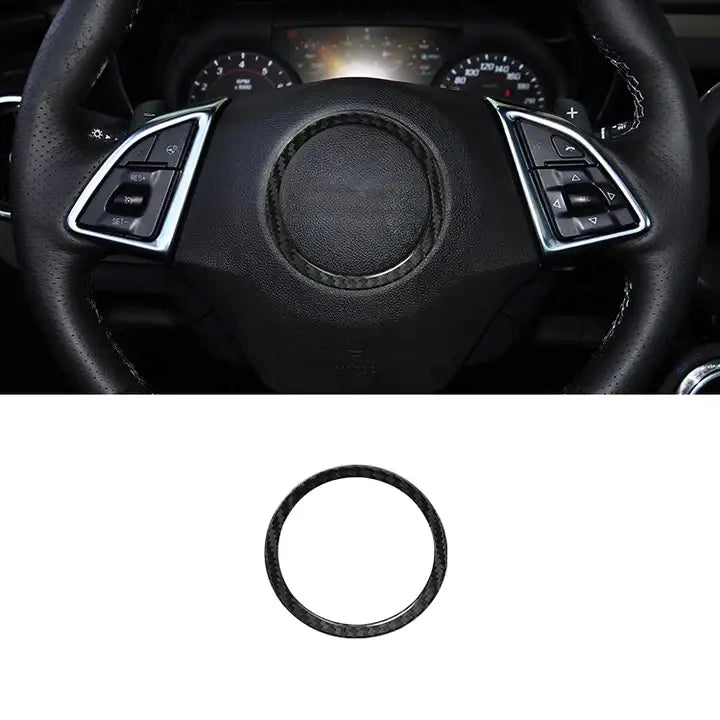 Carbon Fiber Air Bag Cover Ring Trim For Chevy Camaro