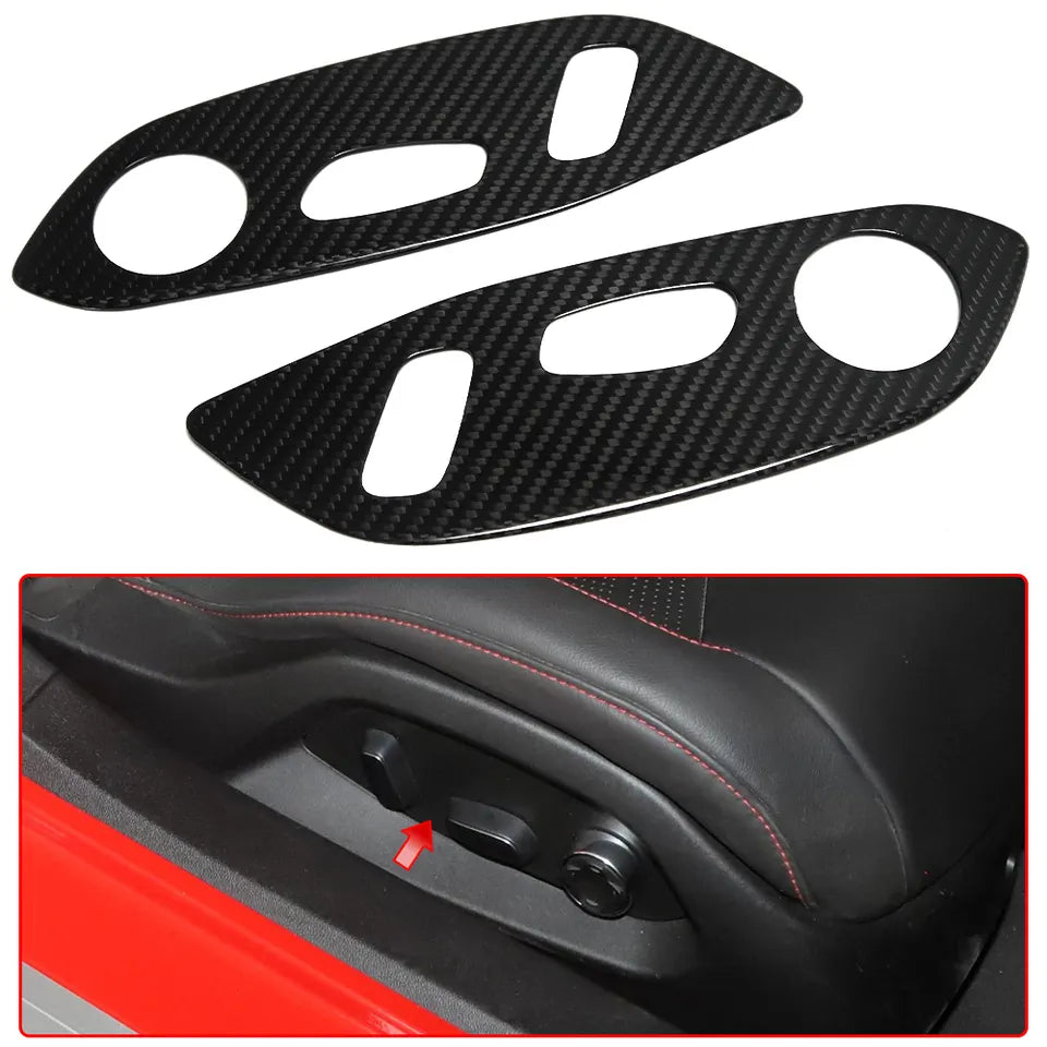 Carbon Fiber Side Seat Adjust Button Frame Trim For C8 Corvette