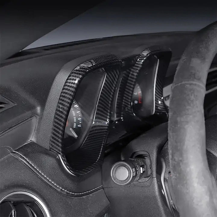 Carbon Fiber Dashboard Instrument Frame Trim For Chevy Camaro