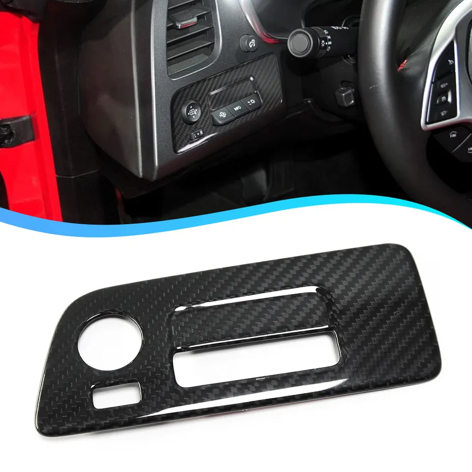 Carbon Fiber Headlight Switch Panel Cover Trim For C7 Corvette
