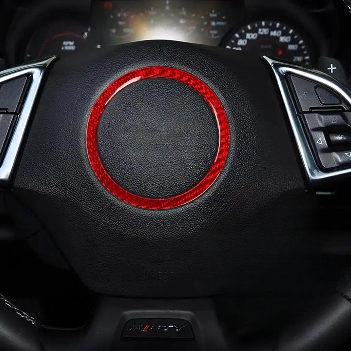 Carbon Fiber Air Bag Cover Ring Trim For Chevy Camaro
