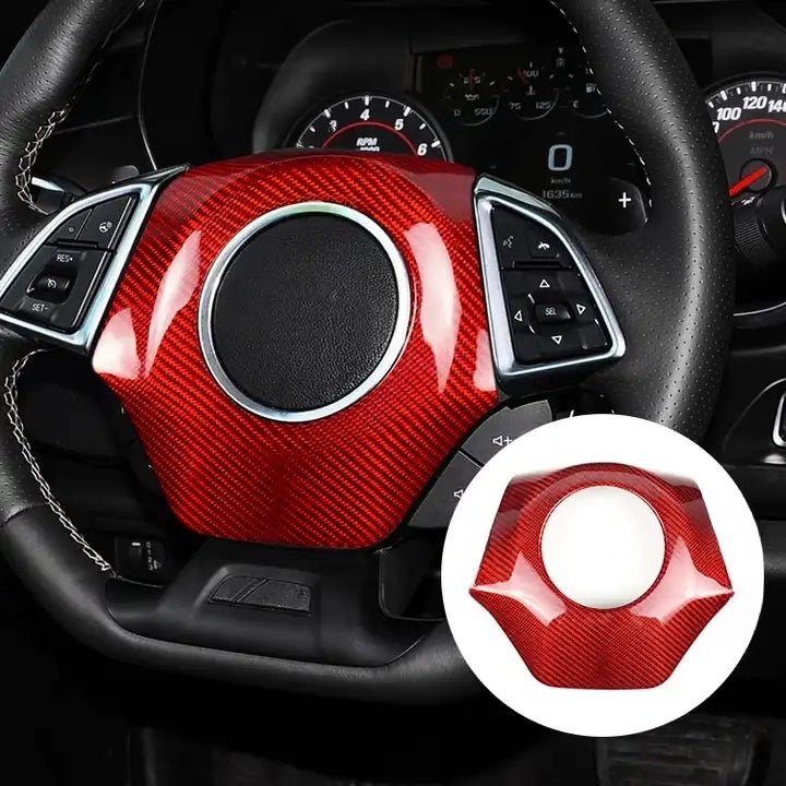 Carbon Fiber Steering Wheel Center Piece Trim For Chevy Camaro