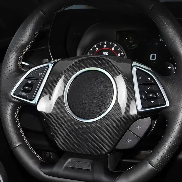 Carbon Fiber Steering Wheel Center Piece Trim For Chevy Camaro