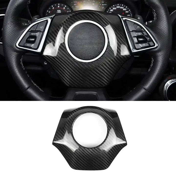 Carbon Fiber Steering Wheel Center Piece Trim For Chevy Camaro