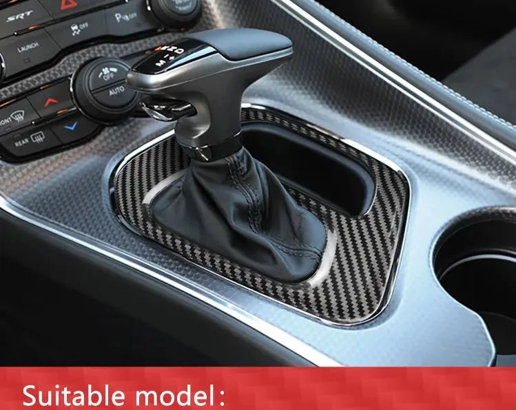 Carbon Fiber Gear Shift Panel Cover Trim For Dodge Challenger