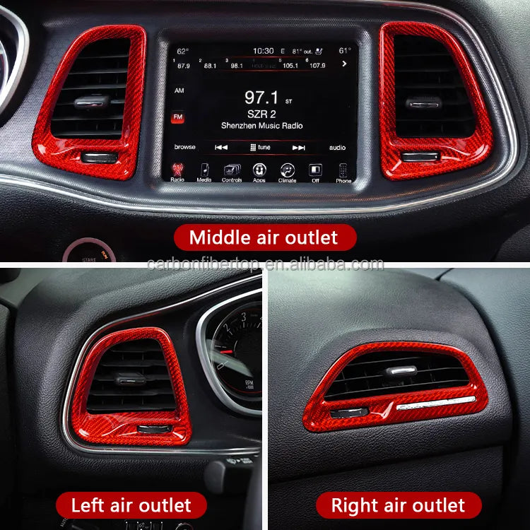 Carbon Fiber A/C Vent Cover Trim For Dodge Challenger