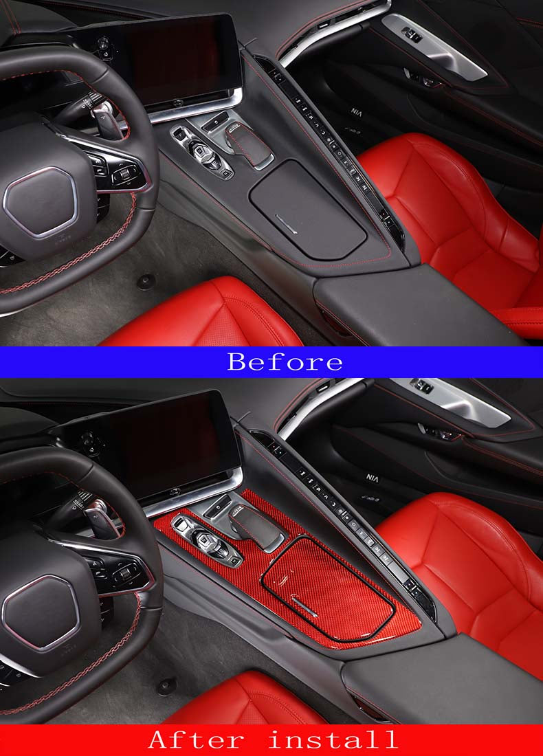 Soft Real Carbon Fiber Central Control Storage Box Sticker Trim For C8 Corvette