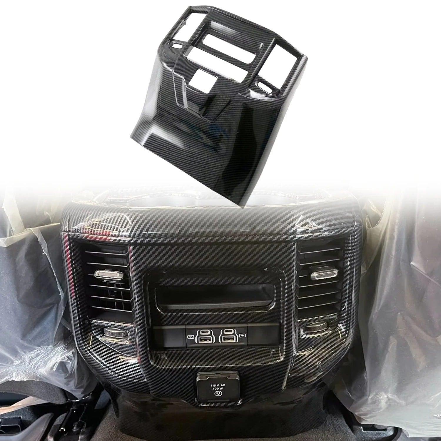 ABS Carbon Fiber Rear Air Outlet Vent Cover For Ram TRX