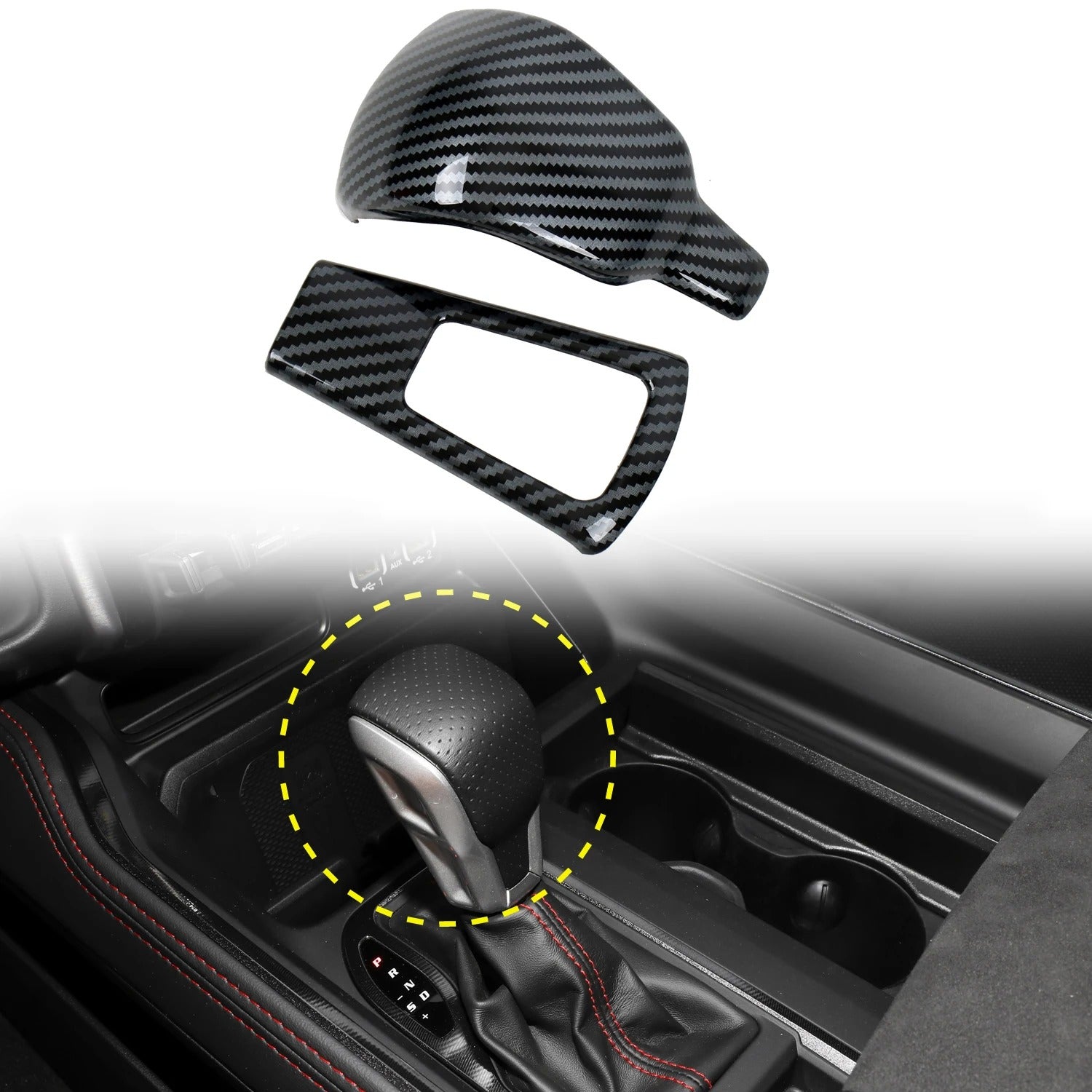 ABS Carbon Fiber Gear Shift Knob Head Cover For Ram TRX