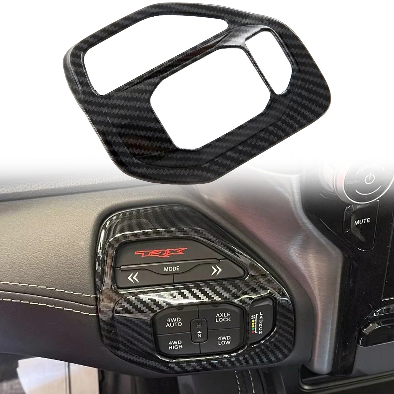 ABS Carbon Fiber 4WD Adjustment Button Cover For Ram TRX