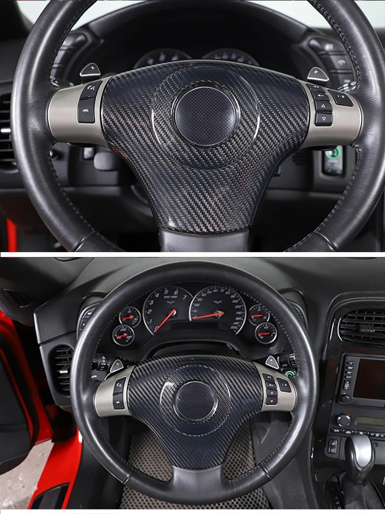 Carbon Fiber Steering Wheel Cover Trim For C6 Corvette