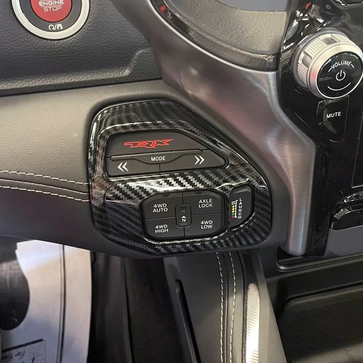 ABS Carbon Fiber 4WD Adjustment Button Cover For Ram TRX