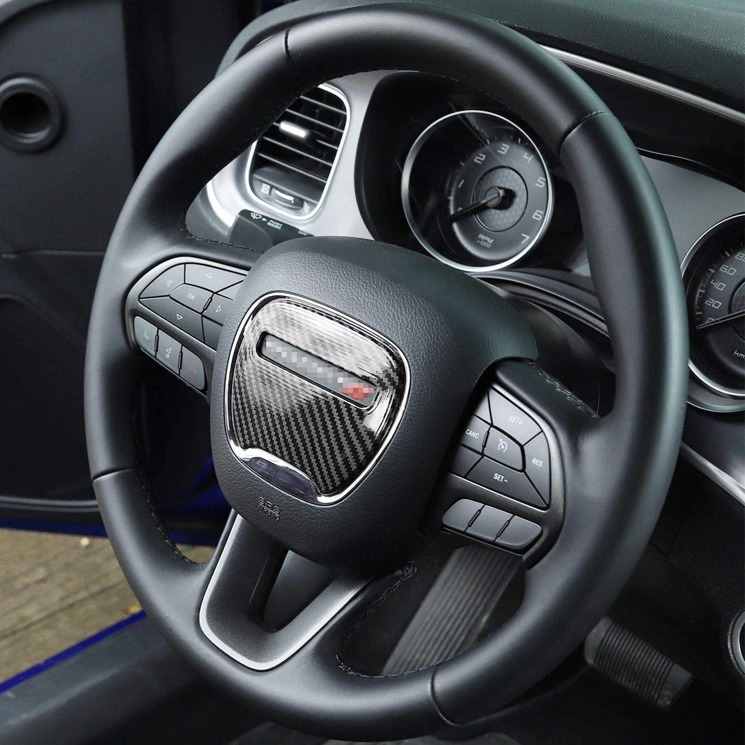 ABS Carbon Fiber Steering Wheel Cover Trim For Dodge Durango