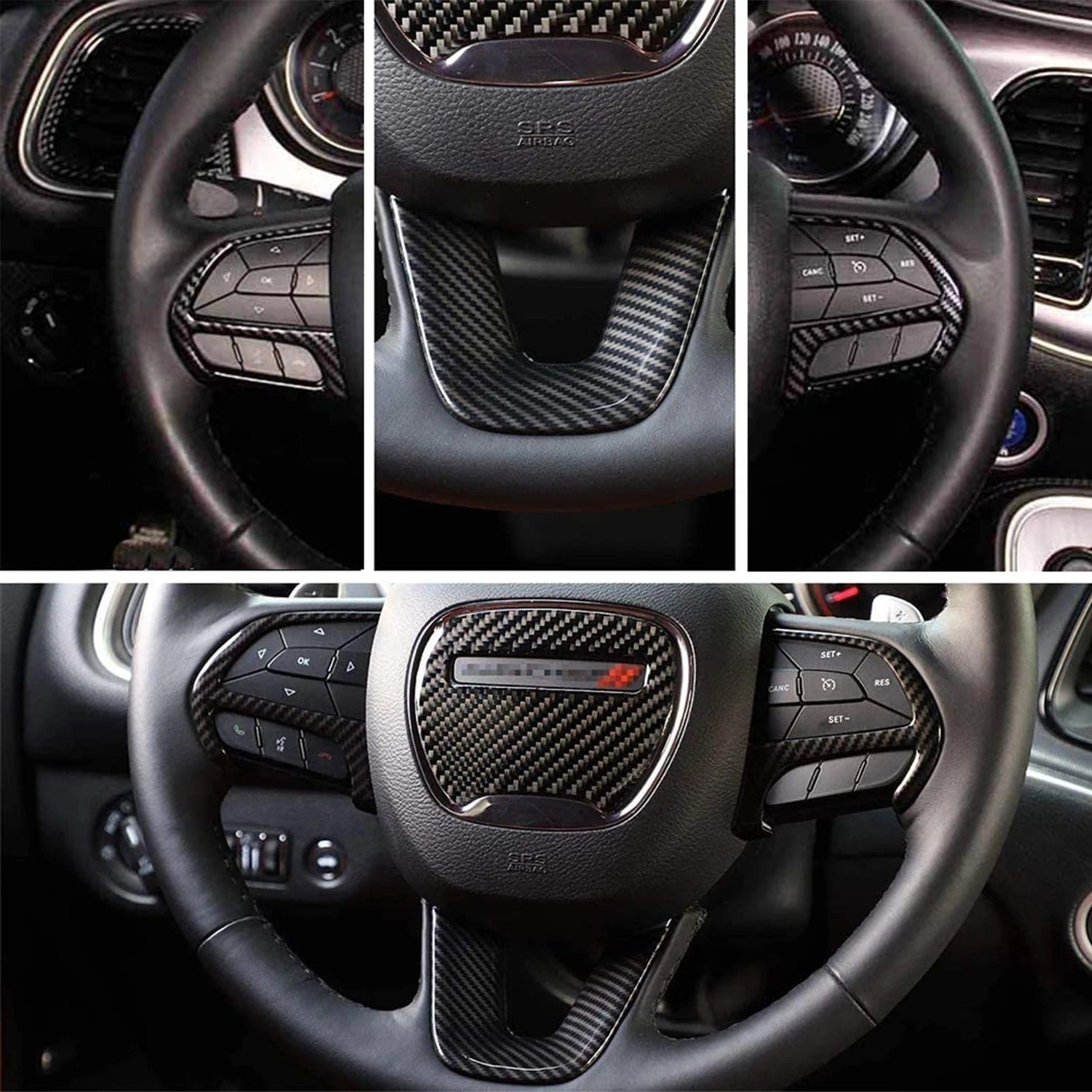 ABS Carbon Fiber Steering Wheel Cover Trim For Dodge Durango