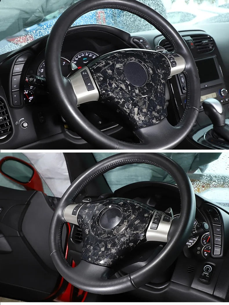 Carbon Fiber Steering Wheel Cover Trim For C6 Corvette