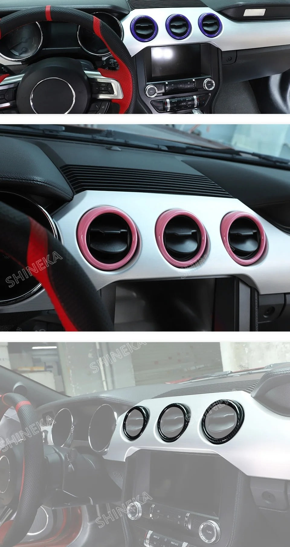 ABS Carbon Fiber Air Condition Vent Outlet Trim For Mustang