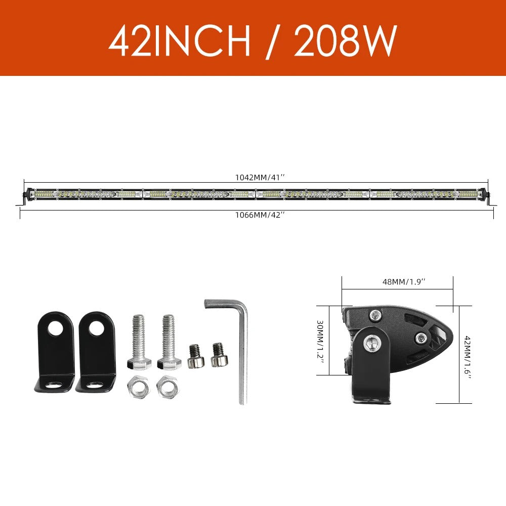 LED Light Bar Single Row For Jeep Wrangler