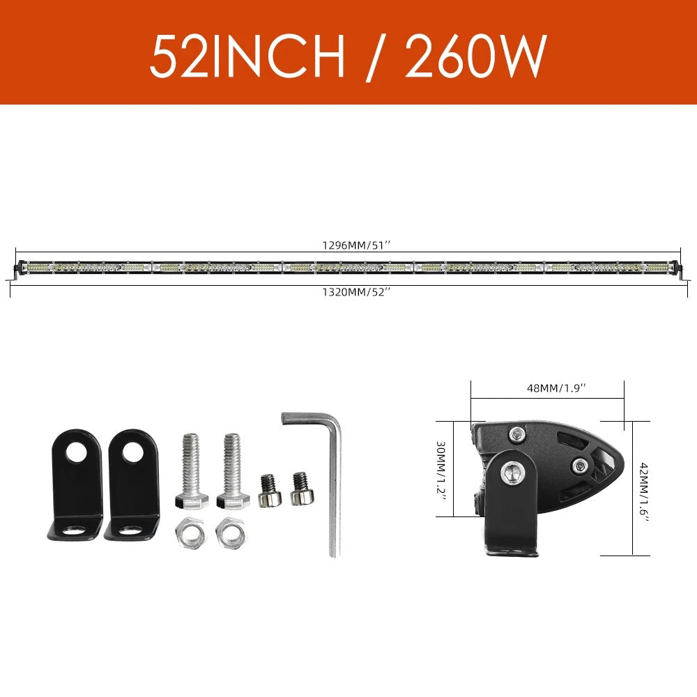 LED Light Bar Single Row For Jeep Wrangler