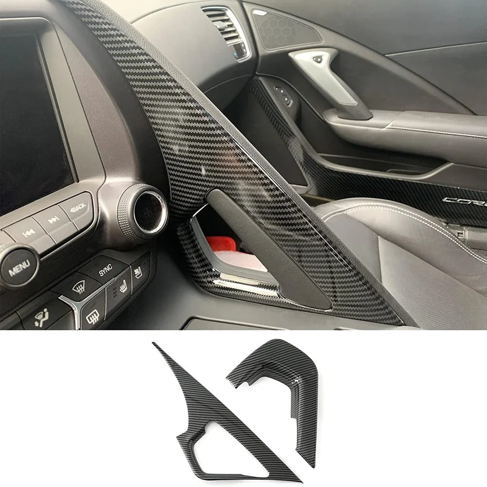 ABS Carbon Fiber Look Central Control/Armrest Cover Trim For C7 Corvette