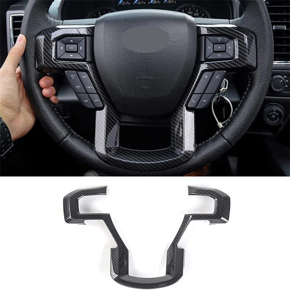 ABS Carbon Fiber Steering Wheel Cover Trim For Ford F-150