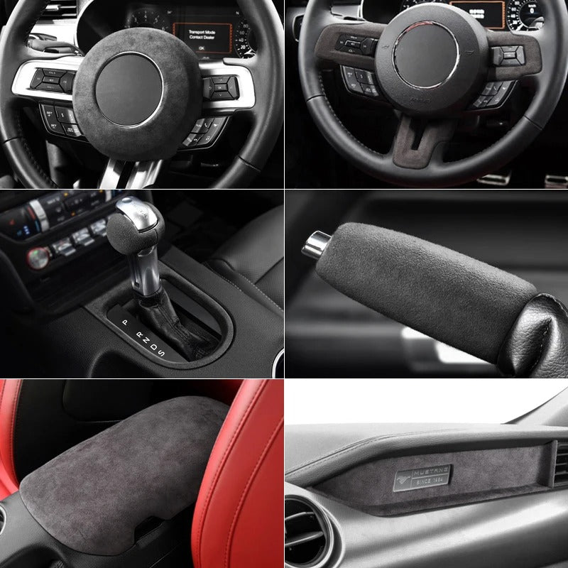 Alcantara Center Console Armrest Box Cover Panel Trim For Mustang