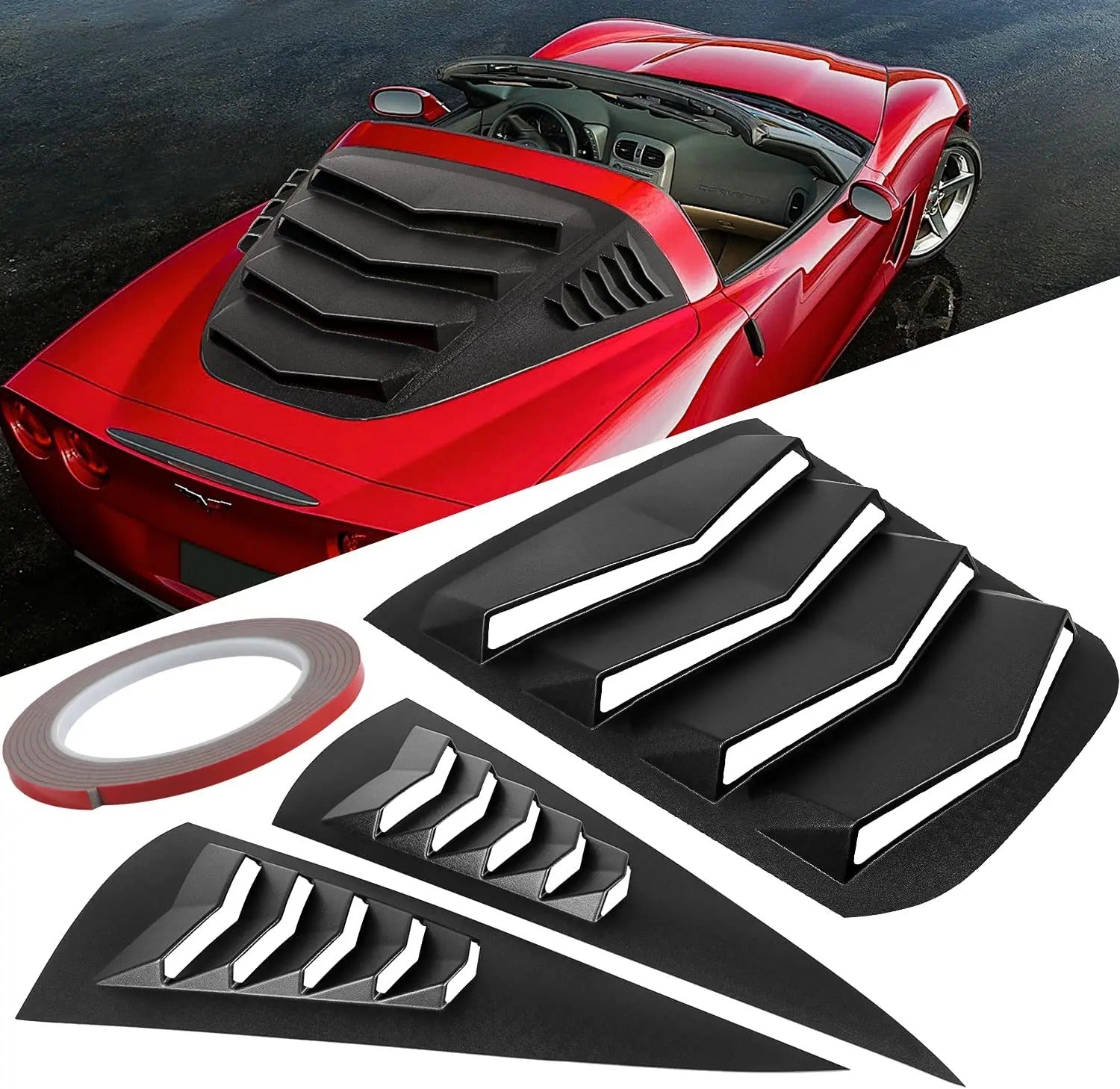 3PCS Set Rear & Side Window Louvers For C6 Corvette