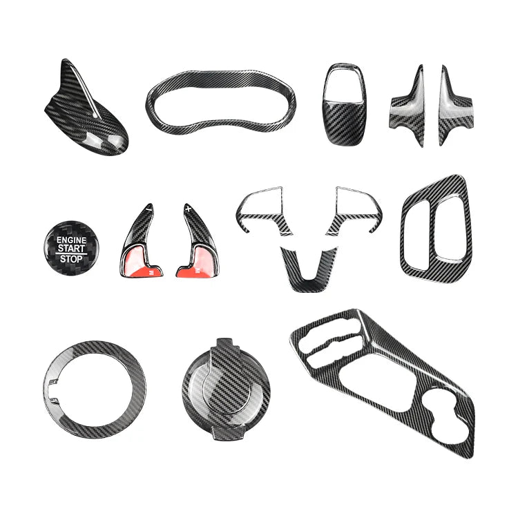 11 PCS Full Interior Carbon Fiber Set Trim For Dodge Challenger