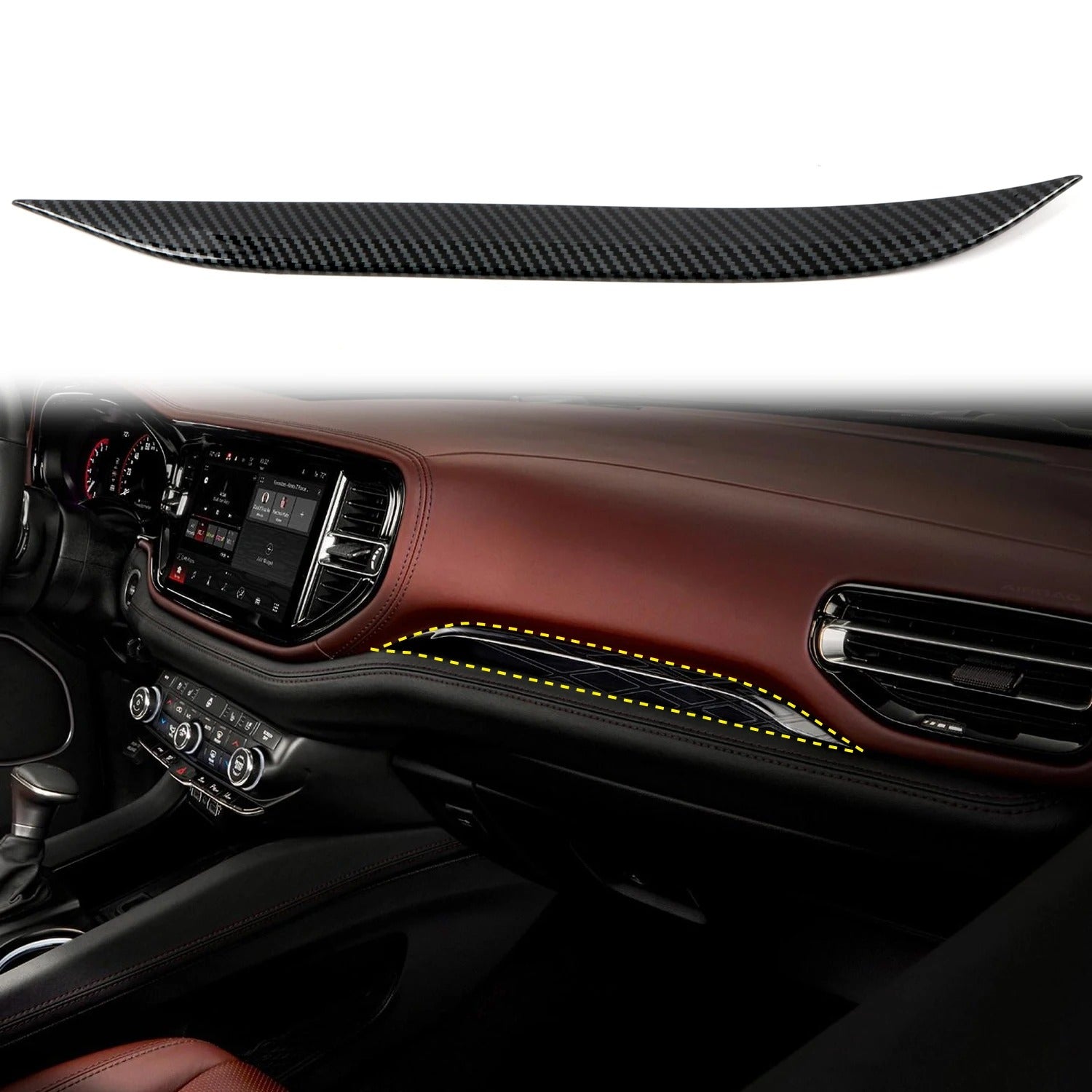ABS Carbon Fiber Passenger Panel Cover Trim For Dodge Durango