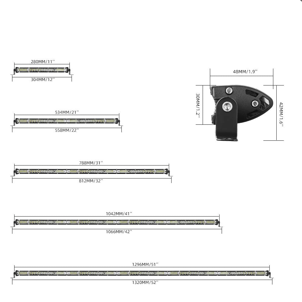 LED Light Bar Single Row For Jeep Wrangler
