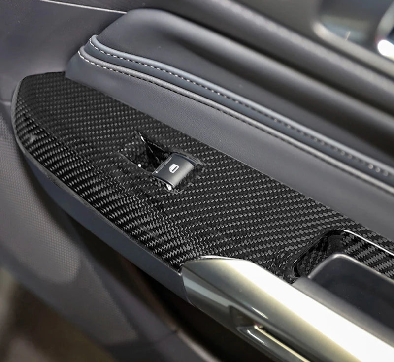 Carbon Fiber Window Controller Peniel Cover Trim For 2024 Mustang
