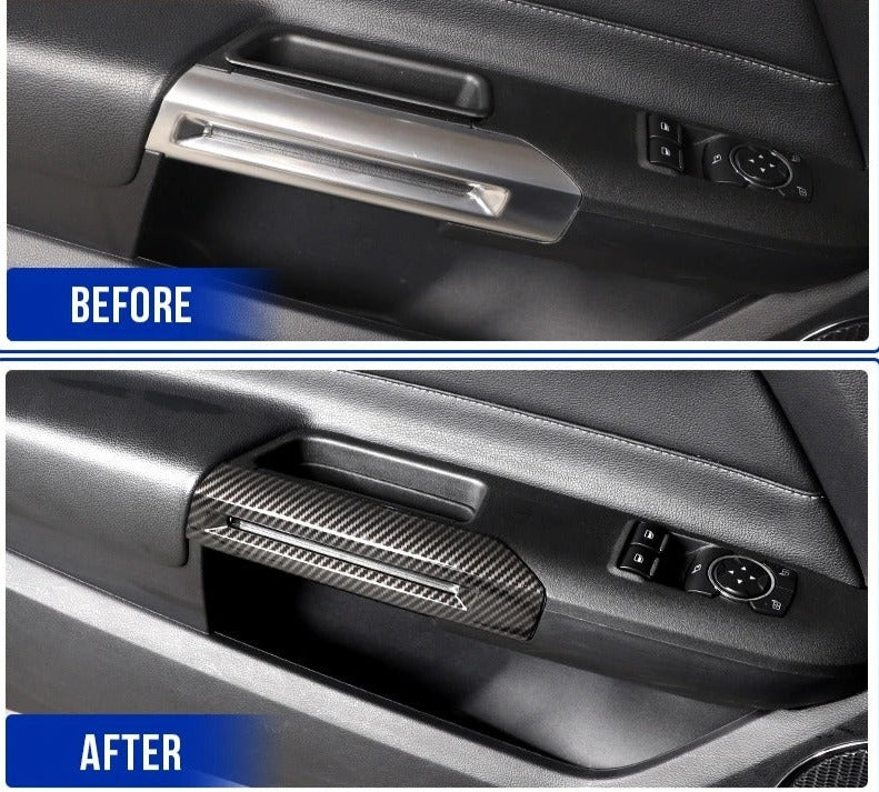 ABS Plastic Carbon Fiber Door Handle Cover Trim For Mustang