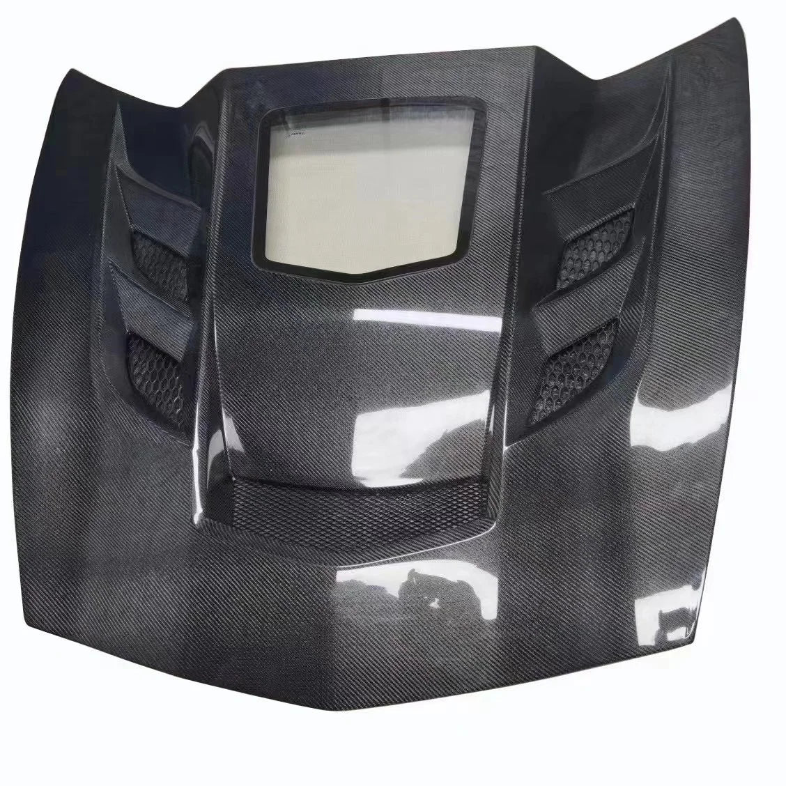 Double Sided Carbon Fiber Hood With Exposed Glass For C7 Corvette