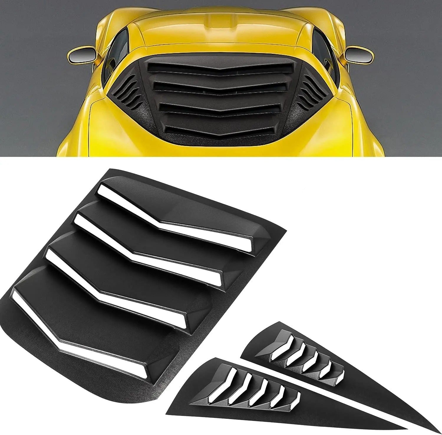 3PCS Set Rear & Side Window Louvers For C6 Corvette