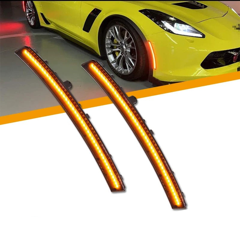 Smoked Front & Rear Bumper LED Side Reflectors For C7 Corvette