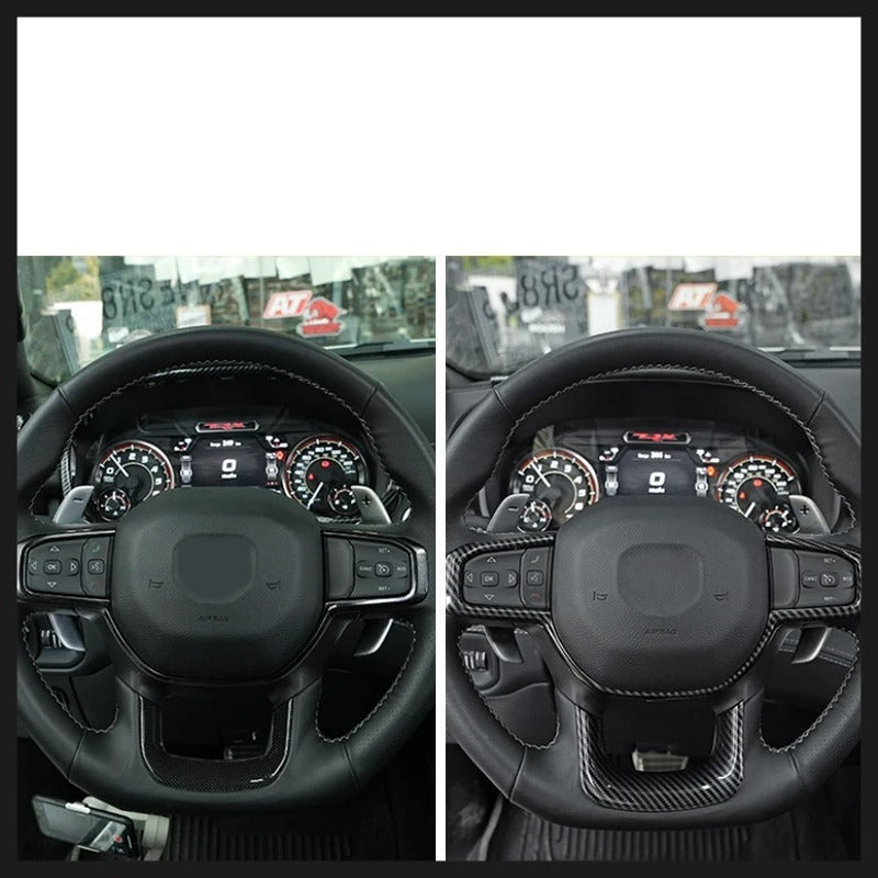 ABS Carbon Fiber Steering Wheel Panel Cover For Ram TRX