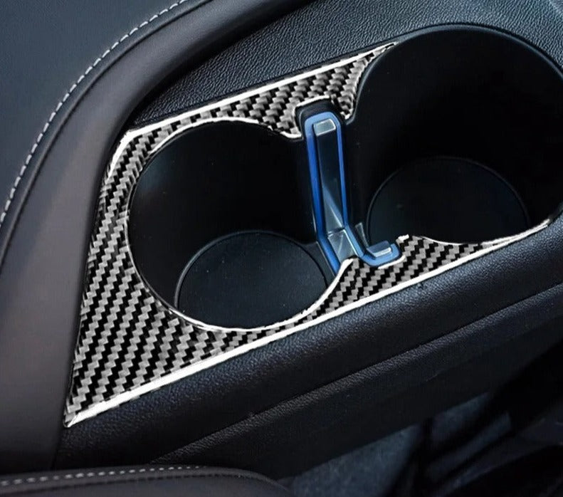 Real Soft Carbon Fiber Cup Holder Panel Trim For Chevy Camaro