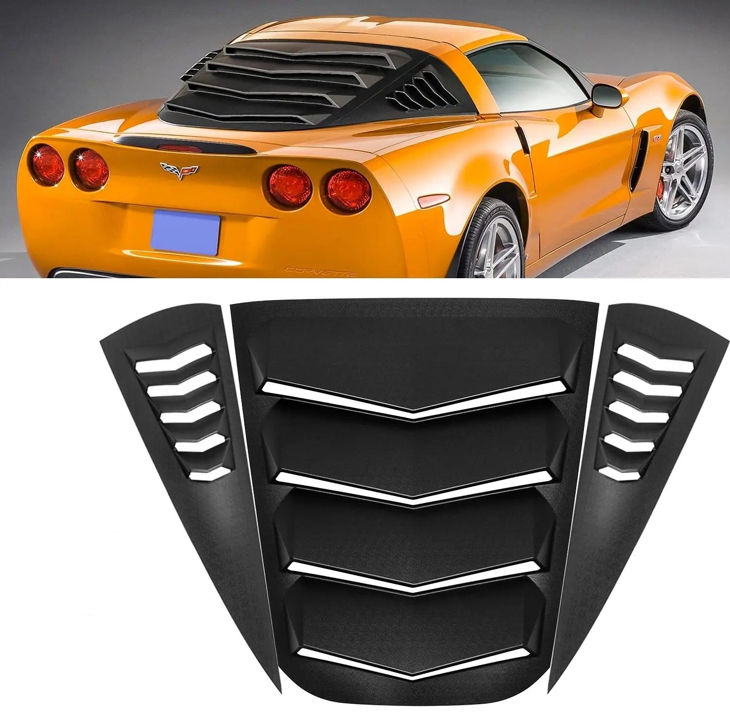 3PCS Set Rear & Side Window Louvers For C6 Corvette