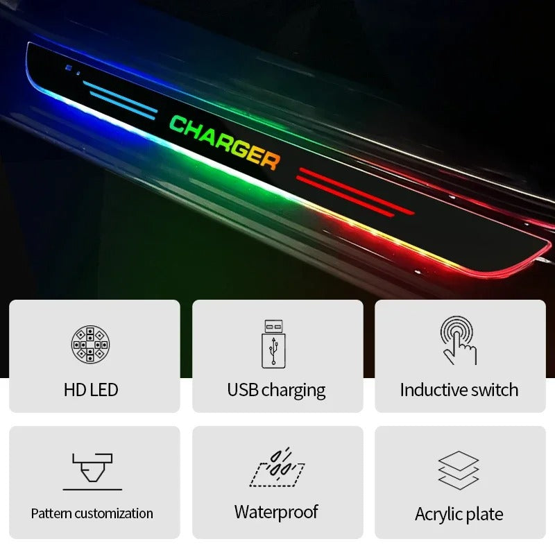 Multi Color LED Door Sill Trim For Dodge Charger